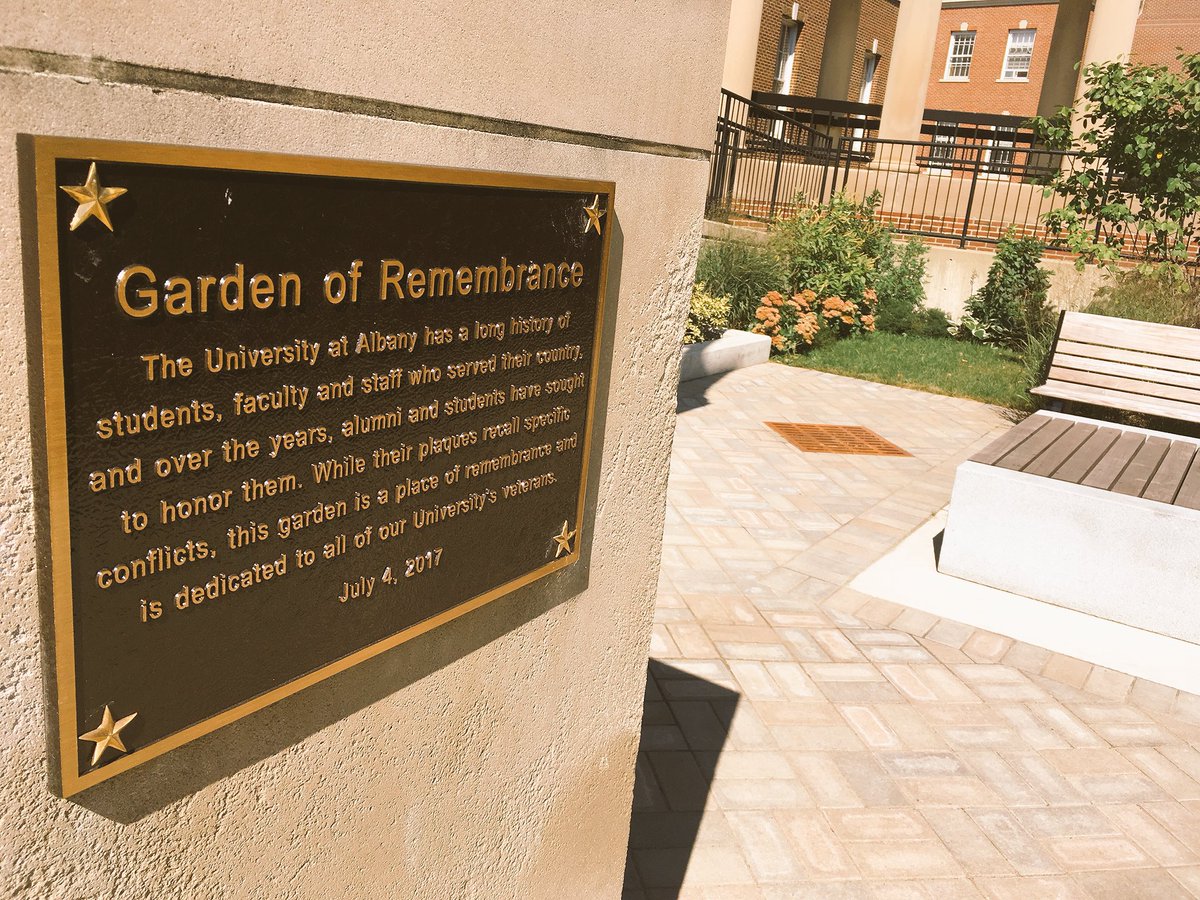 A spot that you may not know about on the @ualbany Downtown Campus... Garden of Remembrance which is dedicated to all #UAlbany Veterans. Happy #VeteransDay to all the Great Danes who have served our country! @ualbanyalumni