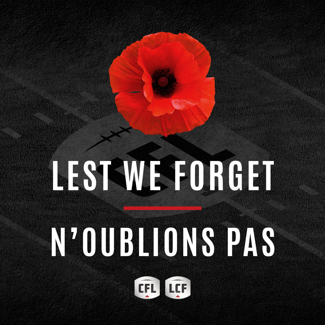 CFL's tweet photo. Today and everyday, we honour the brave men and women who served, and continue to serve our country.

#LestWeForget | #RemembranceDay https://t.co/6PL3JP994m