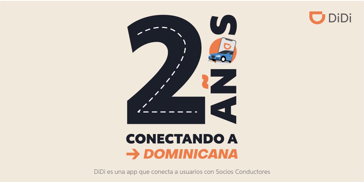 Estamos celebrando el #SegundoAniversarioDiDi y queremos contarte un logro que nos llena de orgullo. ¡Hemos intermediado viajes suficientes para recorrer #Dominicana más de 54 mil veces!

¡Gracias Dominicana por un año más juntos! 🚙🧡