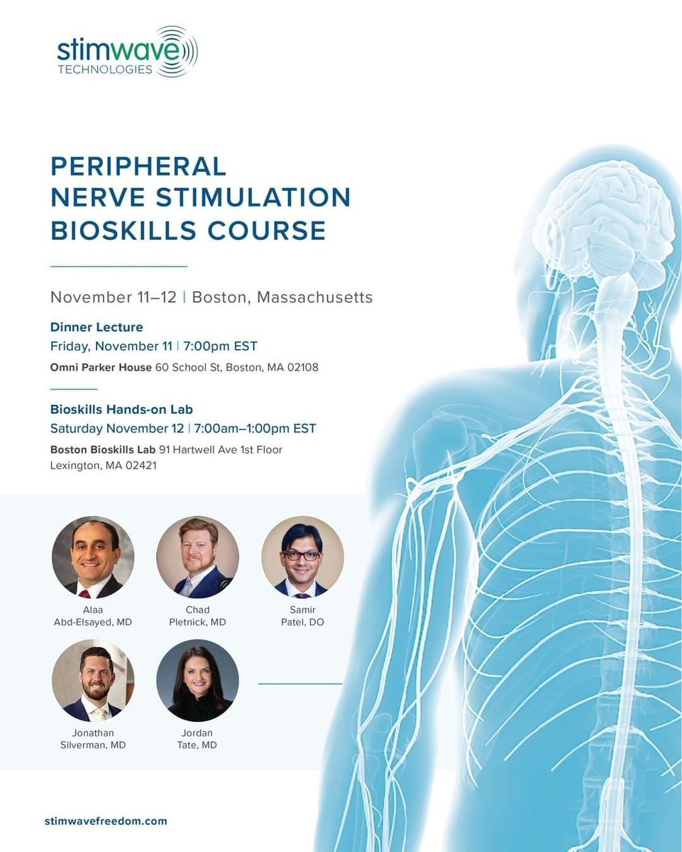 Excited for this weekend’s National PNS Bioskills Course in Boston, MA! If you are joining us in Boston, we look forward to seeing you and learning about the Stimwave technology and an innovative approach to the treatment of chronic pain. stimwavefreedom.com #BioskillsCourse