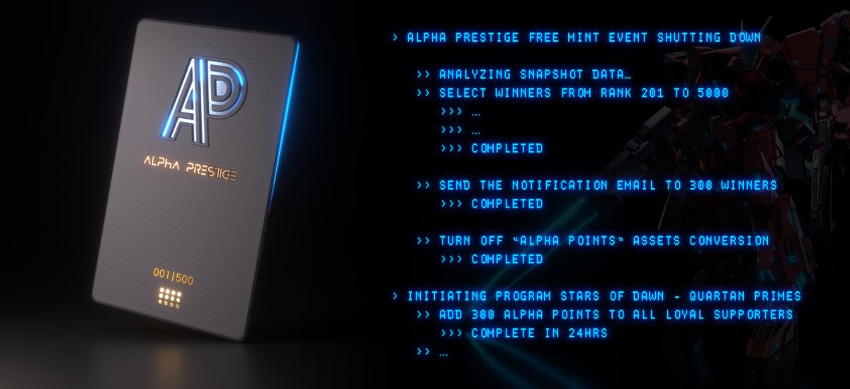 fusionistio's tweet photo. 🚨 ALL Alpha Prestige Whitelist Winners have been emailed! 🚨

Free Mint Claim will last for 24h 🚀

Loyal supporters💖, don't be upset if you didn't win this time, because the next campaign: Stars of Dawn - Quartan Primes is coming  👀

THANK YOU ALL🥳 https://t.co/AhLT2pM2pg