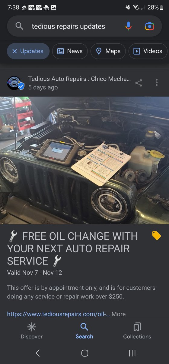 TediousRepairs's tweet image. Tedious Auto Repairs : Chico Mechanic, Transmission, Oil Change, Brakes, &amp;amp; Car Keys on Google
posts.gle/9yxY3eju19Noh9…