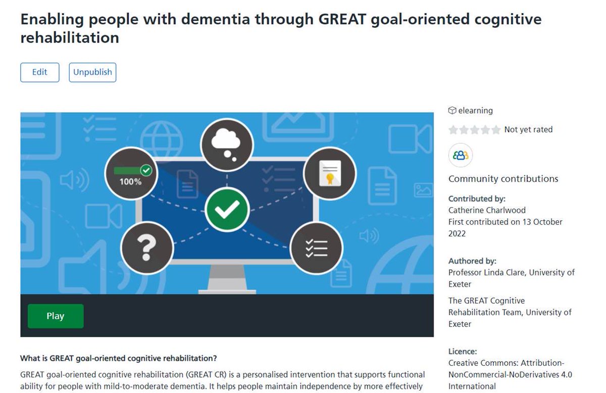 LouiseH05500526's tweet photo. @RCOT_OP the GREAT Cognitive Rehabilitation free e-learning course is now available on the NHS e-learning hub https://t.co/Tz9Jj43A2w. Set up an account using your NHS or university email and search cognitive rehabilitation to find it. @Jackie_Pool 1/2 https://t.co/mnpkrj7LpB