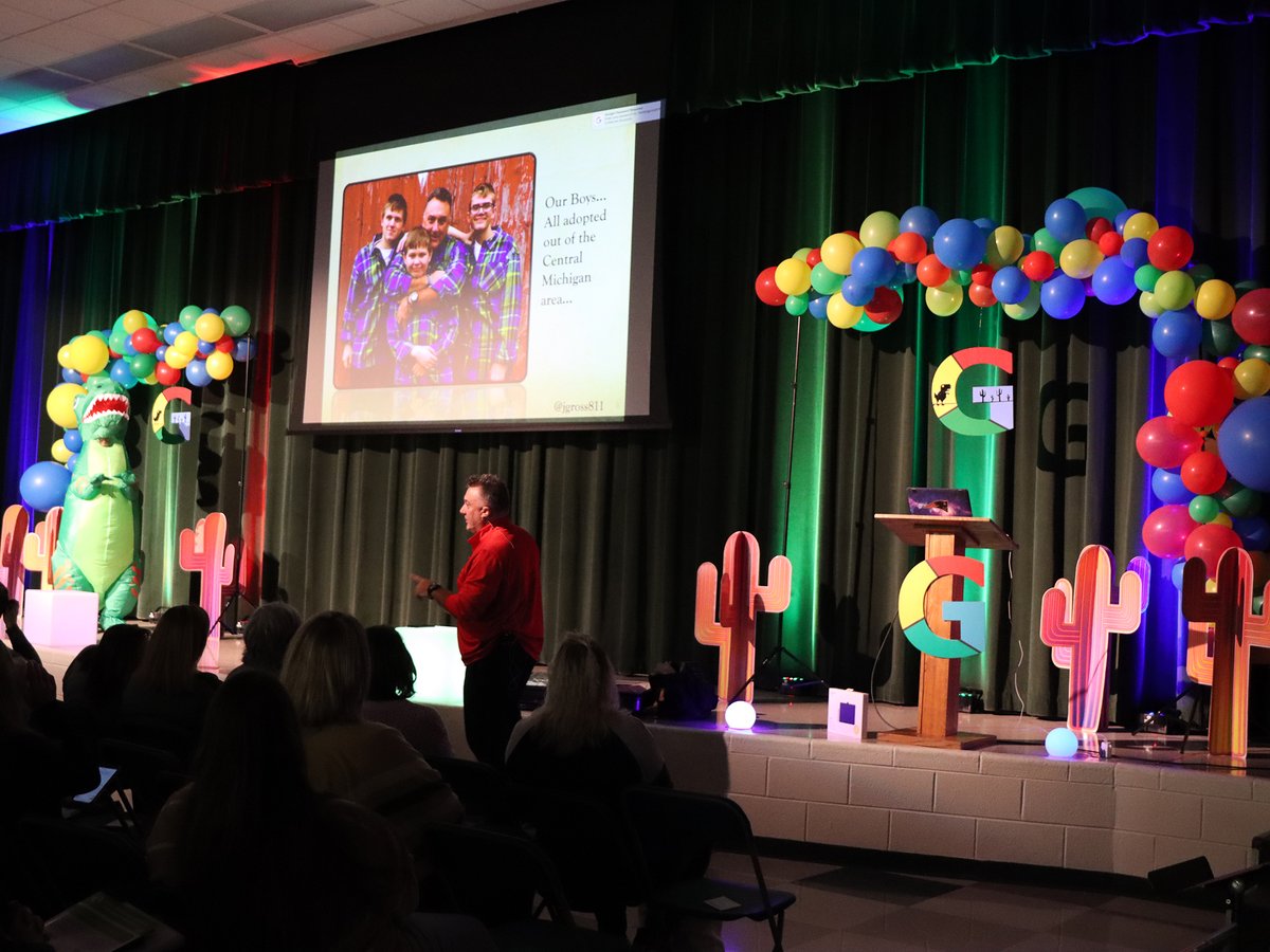 NDPMA's tweet photo. On Friday, Jay Gross (@jgross811) opened up day two of #MiGoogleConference @NDPMA and talked about the critical impact teachers have on our younger generations. . . #migoogle @michGoogle #keynote #miEdtech #EdTech https://t.co/X0vEc72VZp