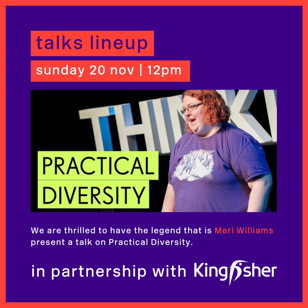 We are thrilled to have the legend that is @Geek_Manager present a talk on Practical Diversity on Sun 20 Nov at 12pm. Meri has led teams ranging in size from 30 to 300, in a range of organisations from Procter & Gamble, to GDS, MOO, Monzo and Healx. We can't wait! #SMRnov22