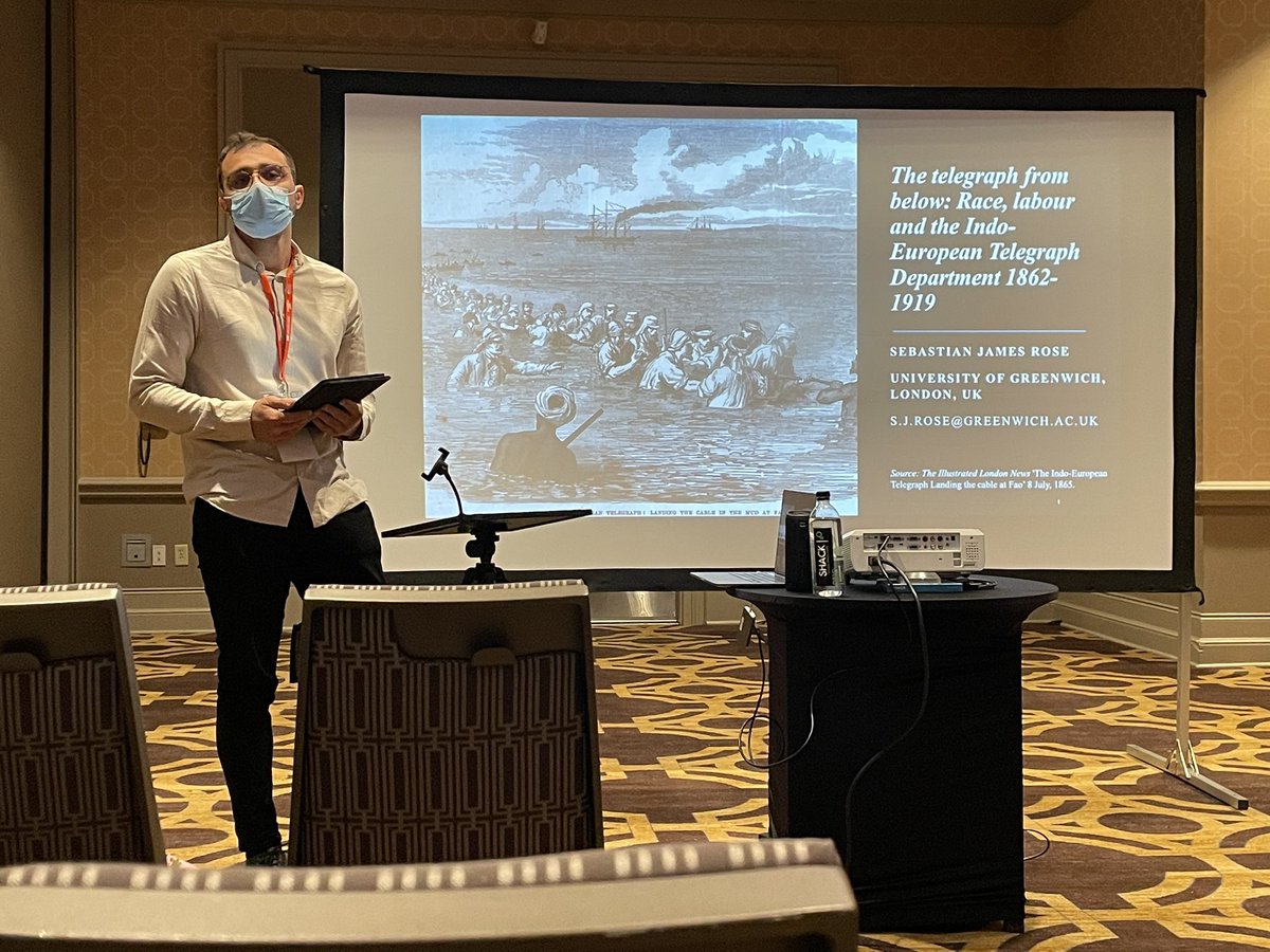 bhgross144's tweet image. Our next speaker, @sebrose91, is looking at the labor hierarchies associated w/the construction, maintenance, and operation of imperial telegraph networks (esp. the Indo-European Telegraph).

#SHOT2022