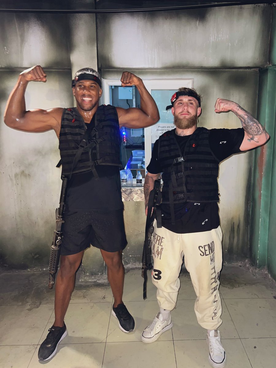 jakepaul's tweet photo. Laser tag winners @anthonyjoshua https://t.co/hlmyHNaSrm