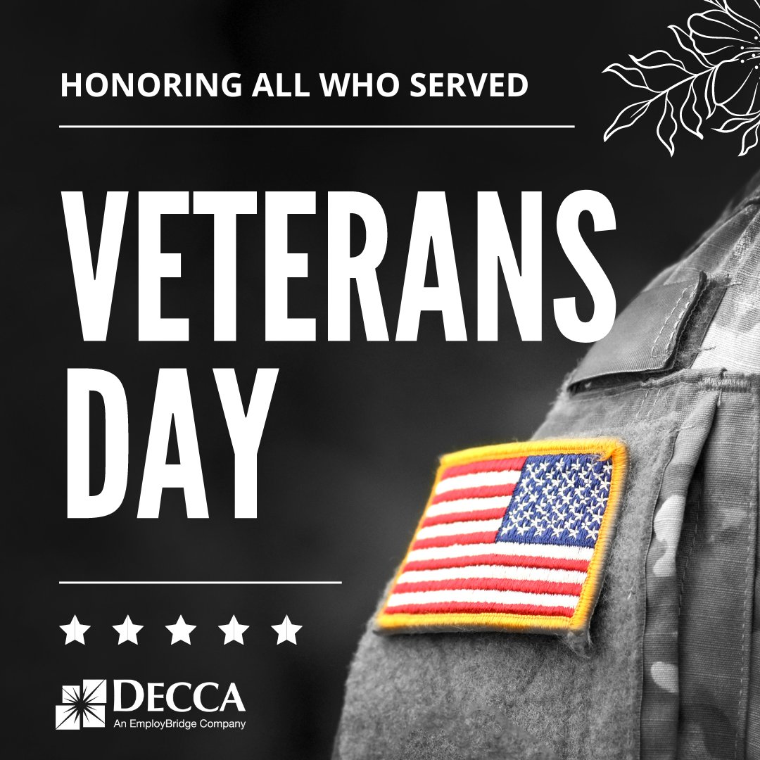 DeccaEnergy's tweet photo. To all the veterans out there, we thank you for your service. Happy Veterans Day! #ThankaVet #VeteransDay https://t.co/ngGCzdJlQO