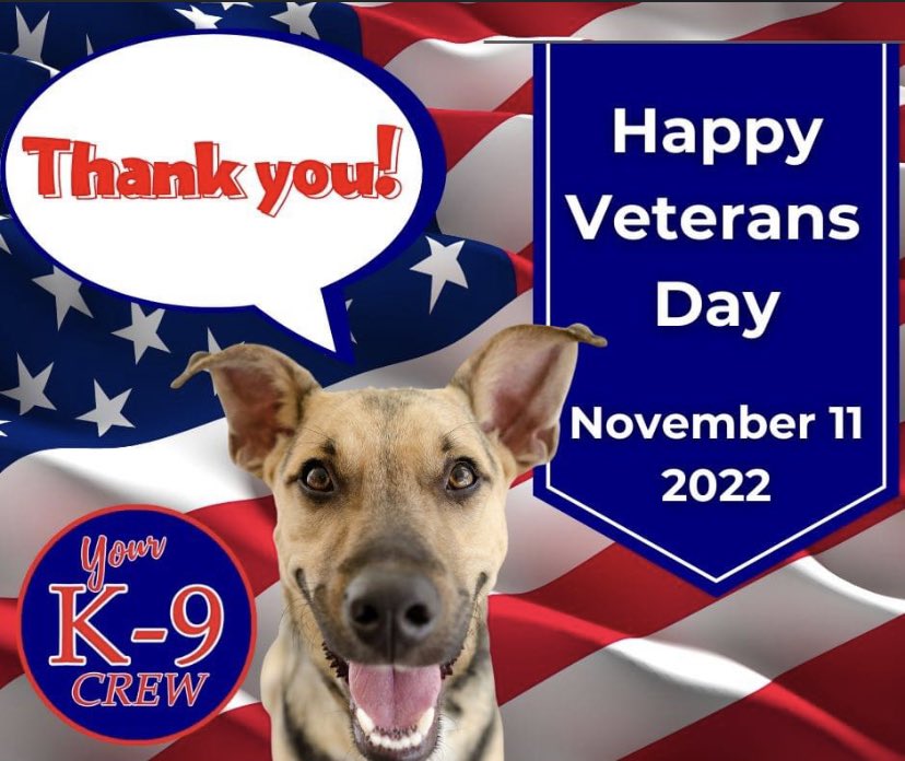 YourK9Crew's tweet photo. @USArmy We Honor, Salute, and Thank EVERY Veteran! 
We are humbled by your courage and grateful for your service &amp; sacrifice! THANK YOU! @USArmy https://t.co/gzlhfhd8da