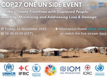 GrnRefugees's tweet photo. 📣at @COP27P, catch this @Refugees side event on the 11 November, 18:30-20:00. a space for refugees, internally displaced and climate vulnerable migrants. We are at #COP27 so excited and proud for this partnership come and meet our team @nooranila @ShazaAlrihawi @ameralkayed https://t.co/VYKJ1O6qPa