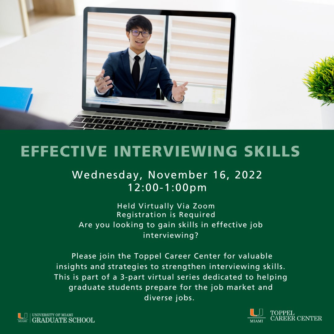 Join the Toppel Career Center on Wednesday, November 16th for valuable insights and strategies to strengthen interviewing skills. Register with link in bio!!