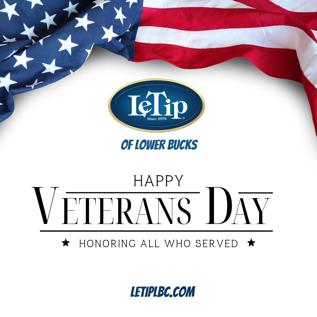 LeTipLBC's tweet photo. From all of us at LeTip of Lower Bucks County... Thank You 🇺🇸🙏
Without your sacrifices, we wouldn't have this great nation and the opportunities and freedoms it provides. 
---
#veteransday #letip  #veteransday2022 #ThankAVeteran  #buckscountynetworking   #buckscounty #USA https://t.co/fya1kvkZjU
