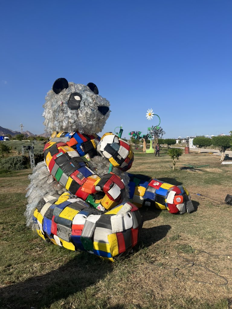 Raffa_Piz's tweet photo. A visit to the #GreenZone 🟢 at #COP27 

“The compressed plastic waste blocks symbolise humans' construction of buildings that is replacing nature and its animals”

#TowardsZeroWaste #ZeroPlasticPollution 🚫
#UCCatCOP27 
@eriucc @UCC @REWATERGY_EID https://t.co/nsyC8zMB8i