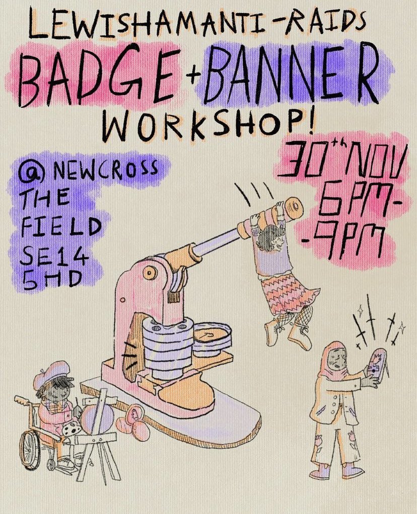Lewisham_AR's tweet photo. Join us at the Field in New Cross on the 30th of Nov for an evening of badge and sign making ! Art supplies will be provided as will food and hot drinks! Dm us if you have any questions! 🧡 https://t.co/7MkUjjfk3H