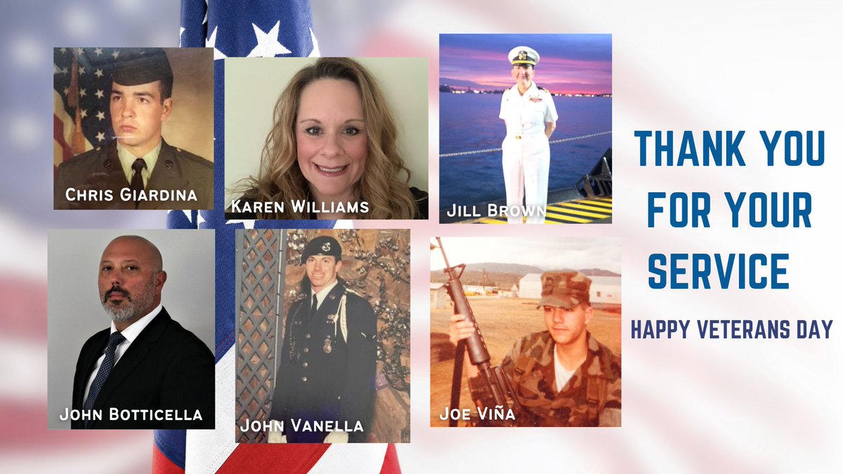 ConferencDirect's tweet image. Happy Veterans Day! 
We want to recognize and thank ConferenceDirect Associates who have served: Chris Giardina, Karen Williams, Jill Brown, John Botticella, John Vanella and Joe Viña. Thank you for your service!
#thankyou #veterans #conferencedirect