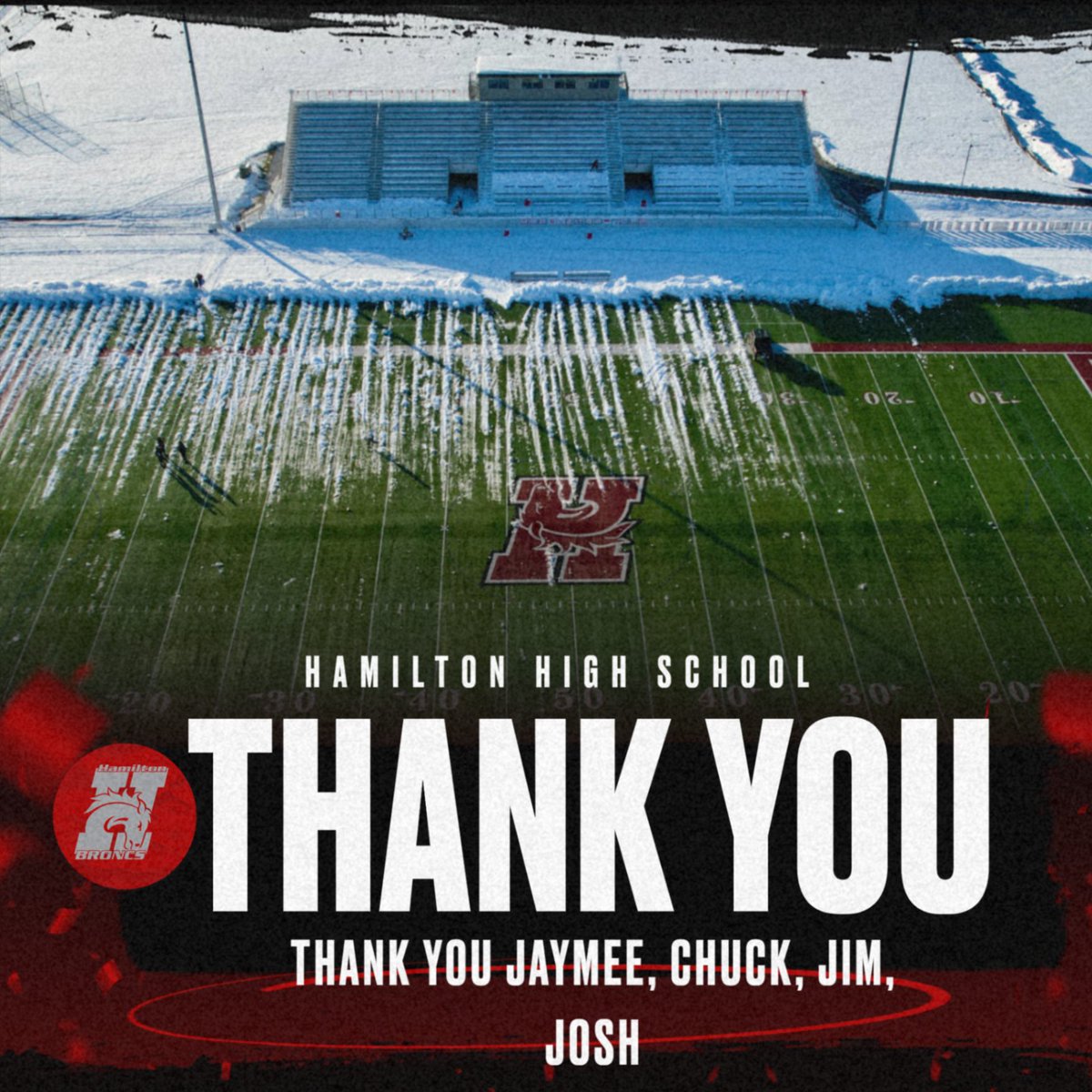 Our Maintenance staff has been working extremely hard to get our stadium ready for the State Semi Game vs. BC. Thank you Jaymee, Chuck, Jim, and Josh for all your hard work! We couldn't have a game without you guys. #GoBroncs #BroncFamily
