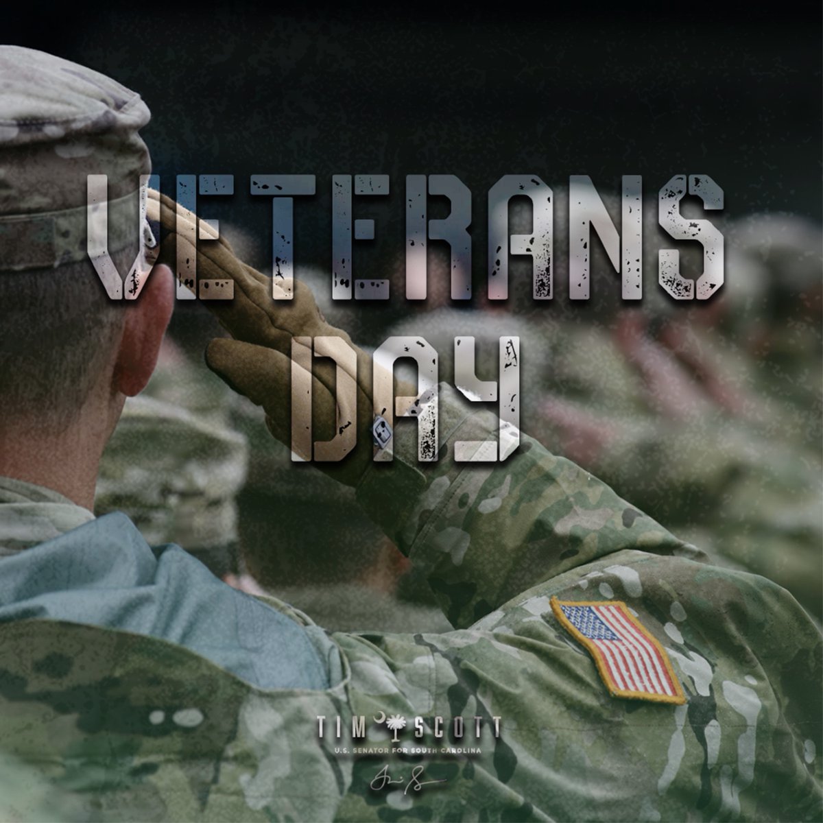 SenatorTimScott's tweet photo. Today, I want to take a moment to thank the brave men and women who have served our nation. It is because of their sacrifice and service that we can live freely. God bless our veterans, their families, and our country! https://t.co/WkrCvhE2ii
