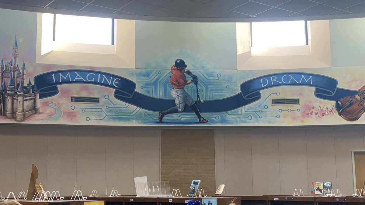 Snell_Elliott's tweet photo. Seabrook’s own Bay Elementary @BayEaglesSoar library mural now honoring a two-time World Champion @JoseAltuve27. @astros https://t.co/P0bBENWLwC