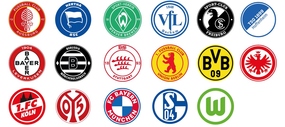 Janido10's tweet photo. Habe auf die schreckliche Idee von @KDanny_41 die Bundesligalogos simplifiziert und rund gemacht 😂
Voila! https://t.co/e2v7exuicV