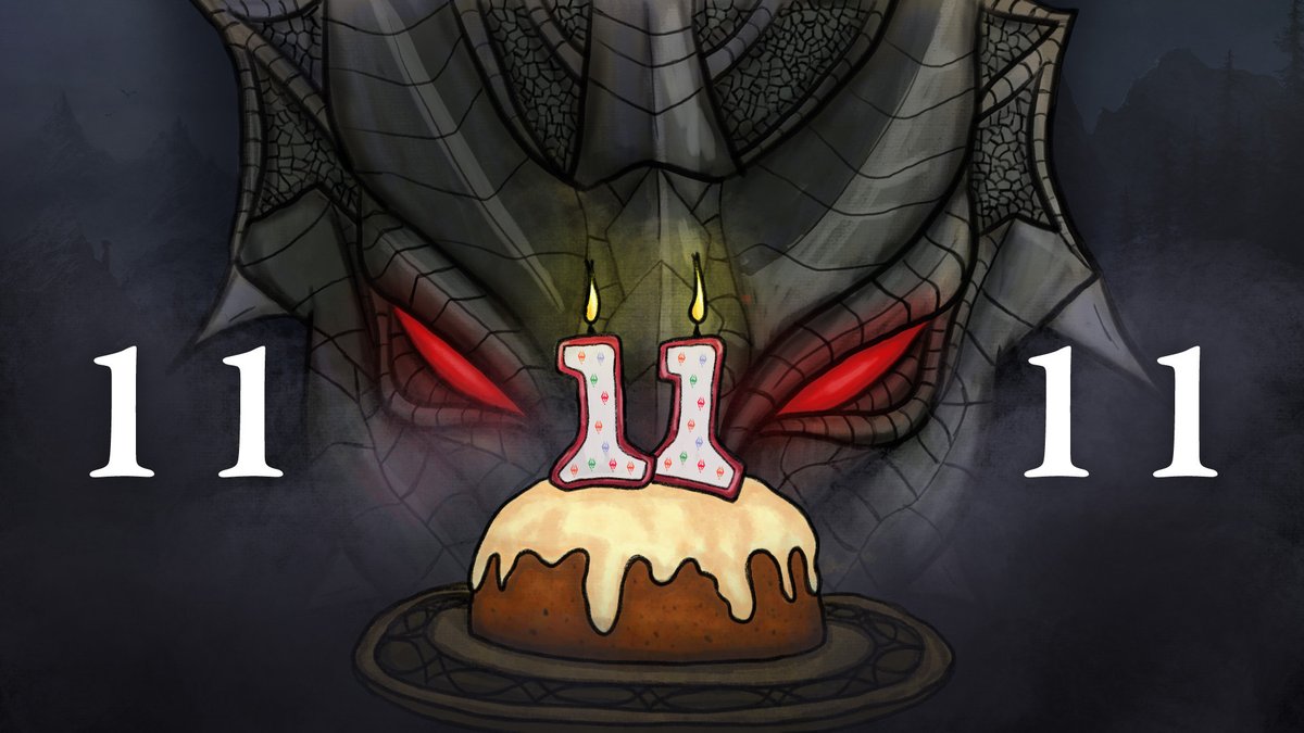 Am 11.11.11 haben wir zum ersten Mal die Welt von Skyrim betreten. Heute wird The Elder Scrolls V: Skyrim 11 Jahre alt. 🎂 

(Wow, das sind eine Menge "11er"!)