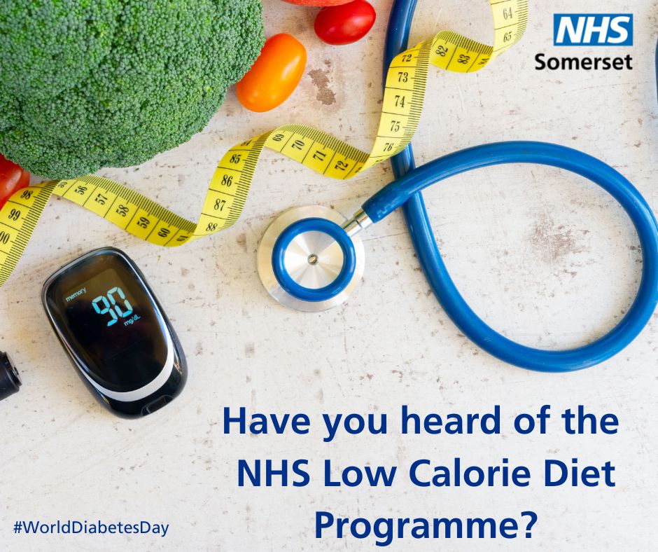 NHSSomerset's tweet photo. The NHS Low Calorie Diet is being provided to patients in Somerset, as part of an NHS drive to increase access to this life-changing programme. 

So far participants have on average lost 15kg (2½ stone)! 

More: https://t.co/IHnuOOiROr

#WorldDiabetesDay  @DiabetesUK @NHSDiabetes https://t.co/DdBcdYdMPV