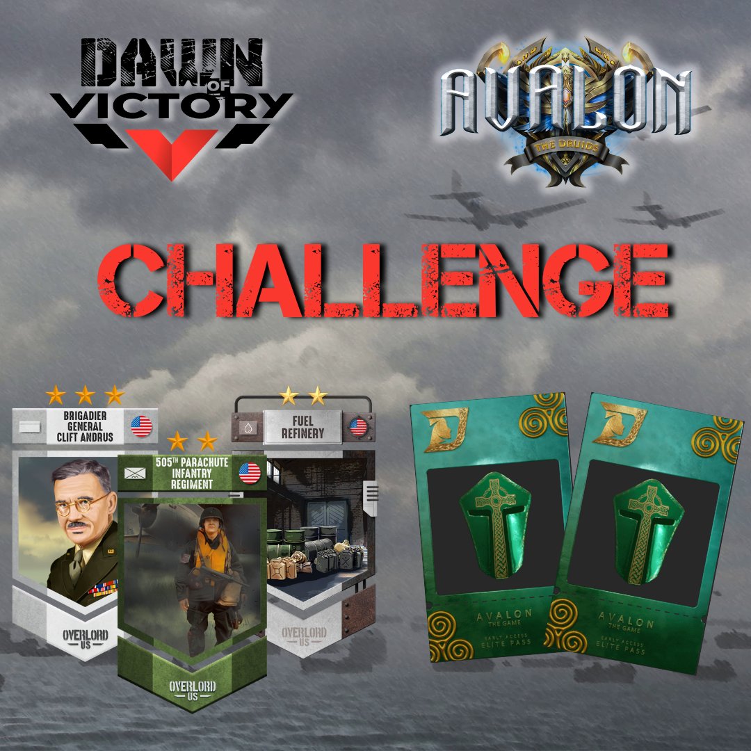 ⭐️ Partnership ⭐️ 

Here is a new #Giveaway with <a href="/DanuGames/">AvalonTheGame</a> 

🎉 Rewards to win 🎉
2 Early Access Pass Emerald
NFT Card Producer Fuel
NFT Card Brigadier General Andrus
NFT Card 505th Parachute Infantry Regiment

🔗 giv.gg/avalondov 

<a href="/WAX_io/">WAX</a> #WaxFam #DOVNFT #WAXNFT #P2E
