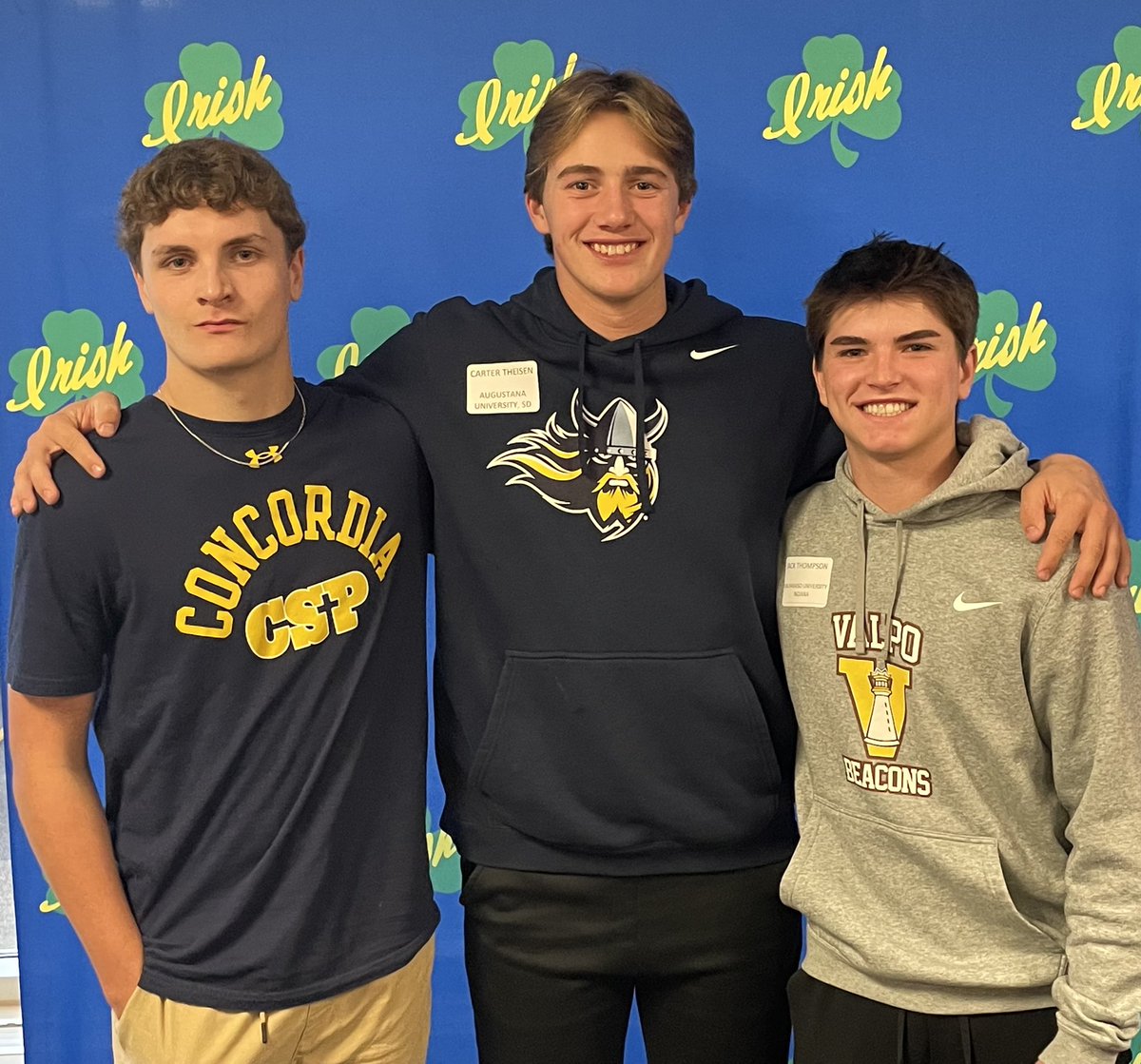 IrishBaseballMN's tweet photo. Congrats to Liam, Carter, and Jack for signing their NCAA Baseball Letter of Intent! We are excited for them and proud of their hard work! #WER1 #IrishPride https://t.co/34WnGyr0Rl
