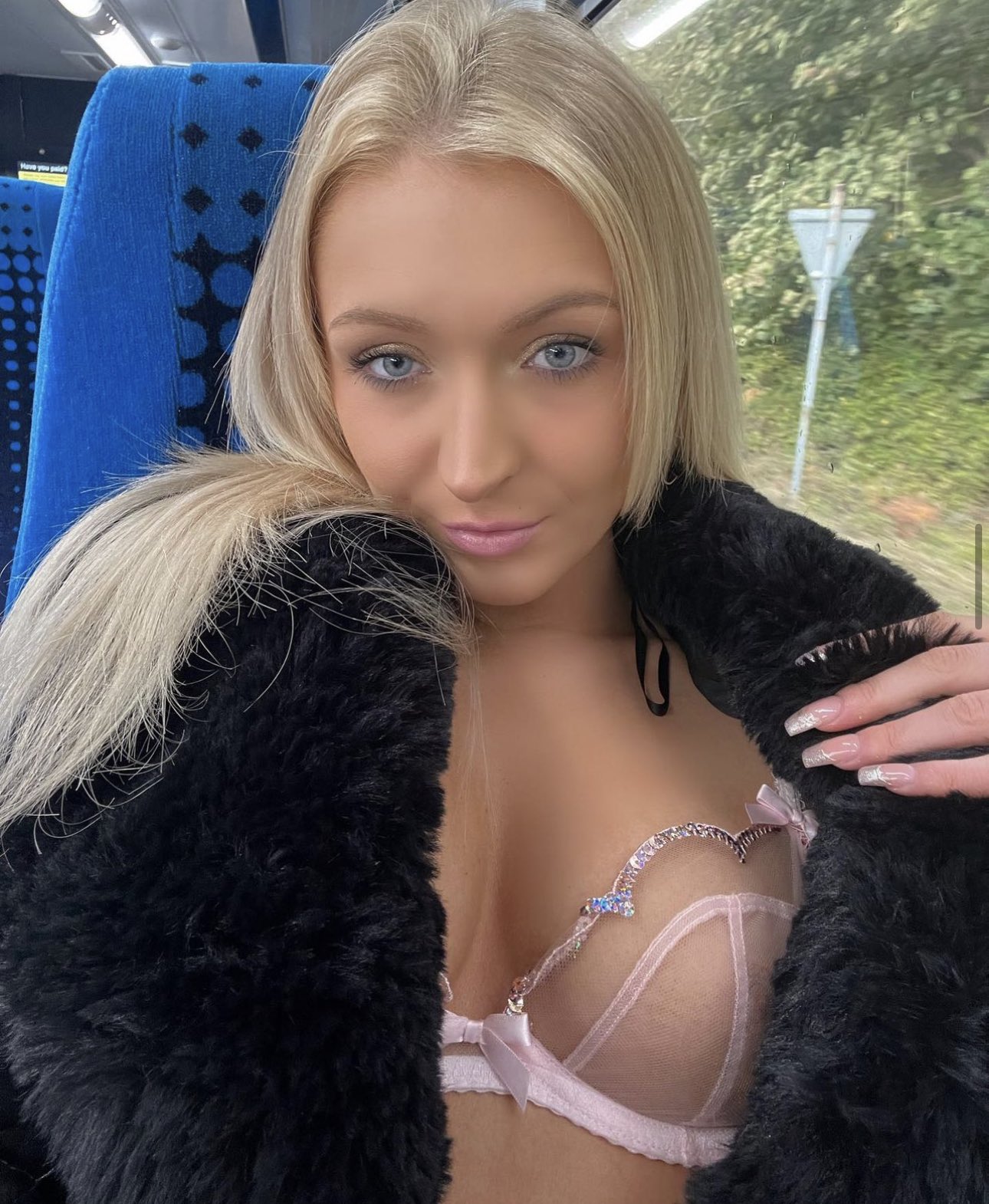 Saffron Leigh posing playfully with her stepdad