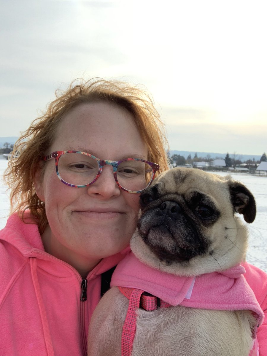 PetuniaMaePug's tweet image. Happy FriYay friends! Mum took the day off and we have been making the most of it. 💖 She took me to da soccer ⚽️ fields. We did a mile lap around. It is about 31F with the wind chill. Hope you all are having a puptastic day. Have da best weekend. We love you! 💖🐾🐶 #pugs #dogs