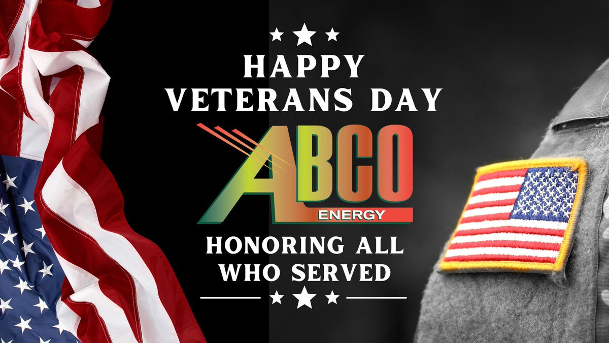 ABCOEnergy's tweet photo. Happy Veterans Day from ABCO! Honoring All Who Served! https://t.co/TzqyAAGG79