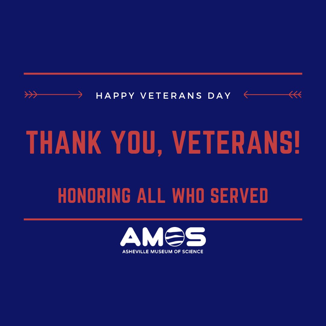 On Veteran’s Day 2022, AMOS is honoring all those who have served. Thank you to all of our veterans! Happy Veteran’s Day! #AshevilleScience