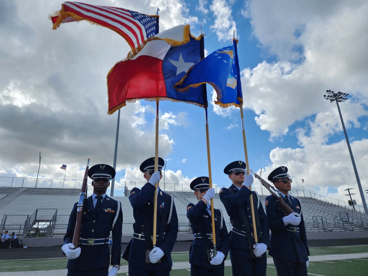 LamarCISD's tweet photo. In honor of Veterans Day, we held our annual Air Force JROTC Pass in Review at Traylor Stadium. https://t.co/AROJ1E1h1j