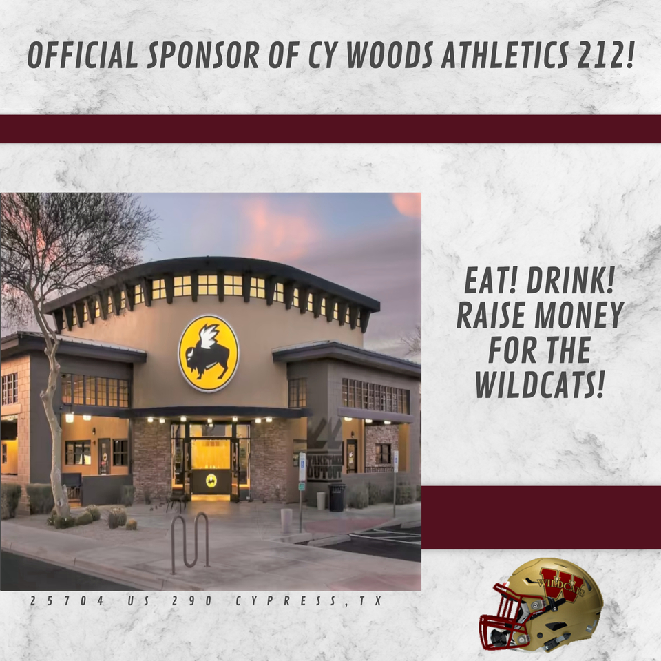 Bi-District round for @CyWoodsFB212 tonight! Support the Wildcats by stopping by @BWWings sports bar and mention that you support the Wildcats and 10% of your bill goes back to @CyWood_Boosters. Edit courtesy of @GoEditGraphics