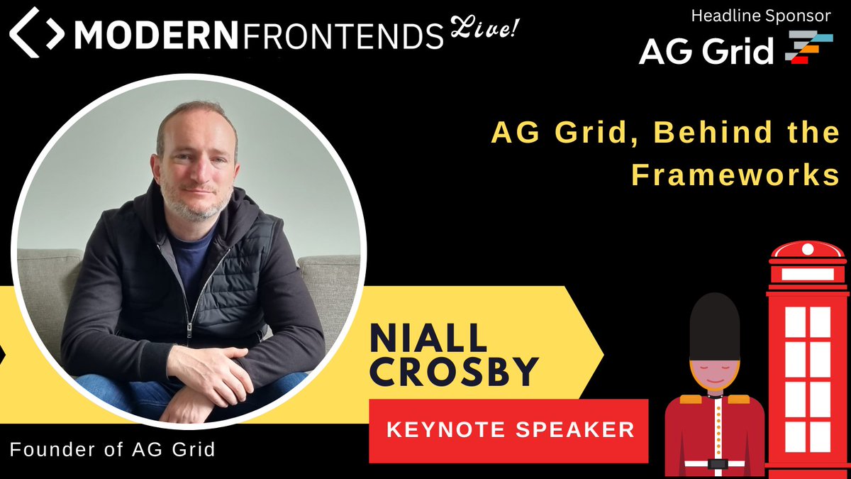 ✨KEYNOTE SPEAKER ANNOUNCEMENT✨

🥳 Meet <a href="/niallcrosby/">Niall Crosby</a> - Founder of <a href="/ag_grid/">AG Grid</a> 

Come and join Niall &amp; all the other great speakers in London!

✅ Modern Frontends Live!
🎟️ modernfrontends.live
📆 Nov 17-18, 2022
🌍 London

#webdevelopment #webapps #apps