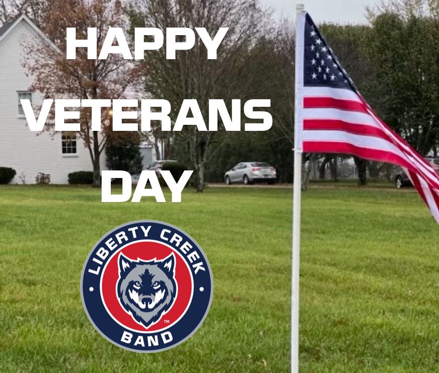 LCWolvesBand's tweet image. Happy Veterans Day! The Liberty Creek Band is pleased to help our community honor veterans and show our patriotism through its flag program. Thank you to all who have served.