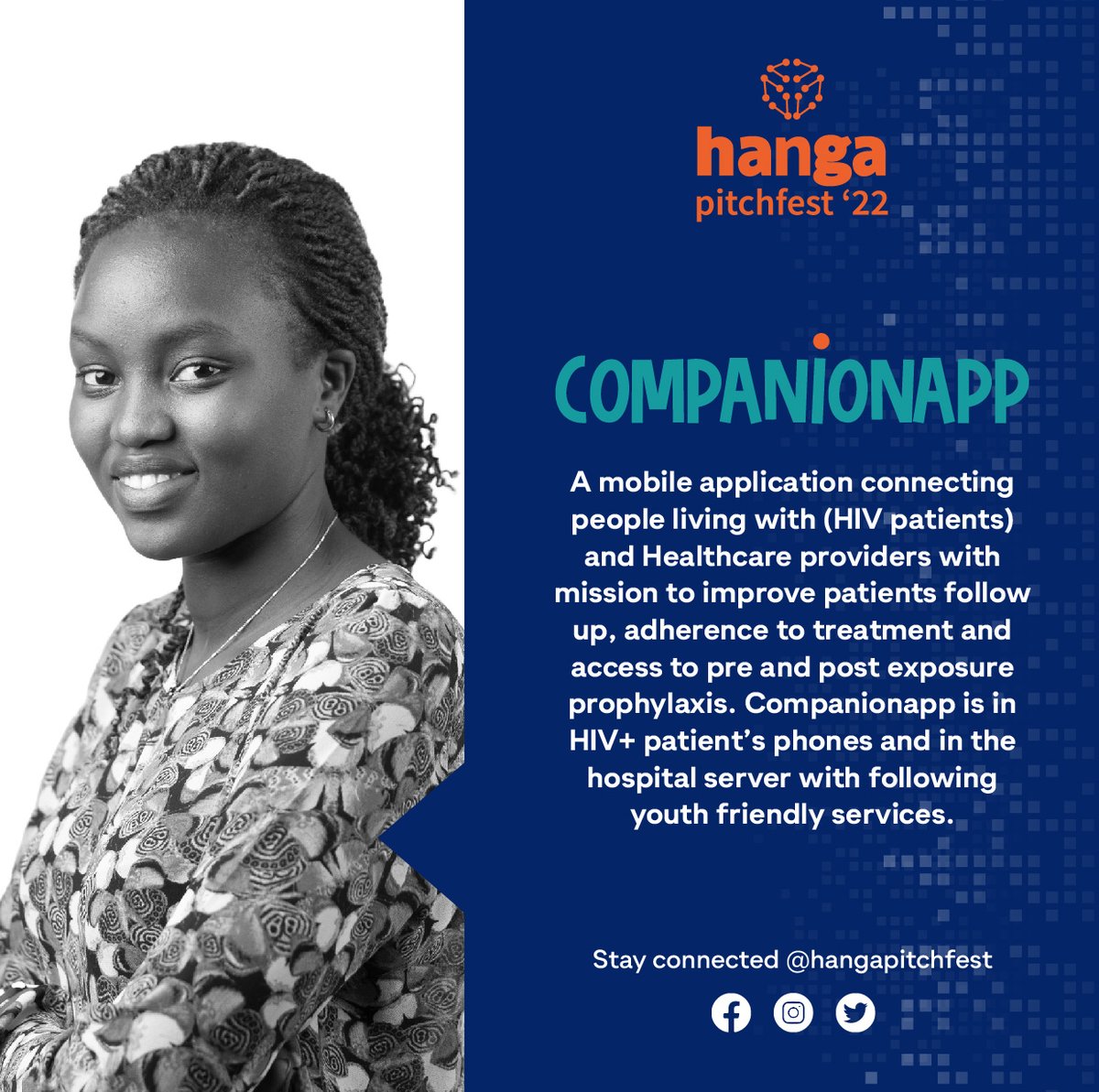 hangapitchfest's tweet photo. #GetToKnowThePitch
It’s one thing to help HIV patients care for their health, but what about those taking care of a HIV patient with no prior medical knowledge? Well done companionapp
 
#HangaPitchfest22 #HangaUhige https://t.co/PW5EvRnHoZ
