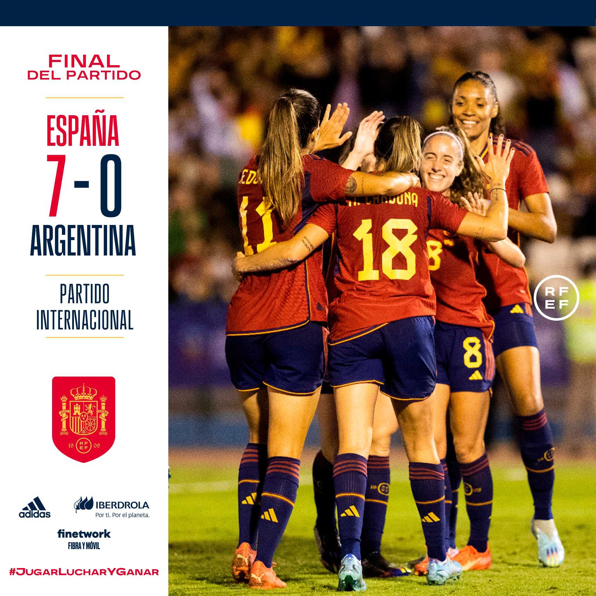 Selección Española de Fútbol on Twitter: "🥳 ¡𝗙𝗜𝗡𝗔𝗔𝗔𝗔𝗟, 𝗙𝗜𝗡𝗔𝗔𝗔𝗔𝗟, 𝗙𝗜𝗡𝗔𝗔𝗔𝗔𝗟 𝗗𝗘𝗟 𝗣𝗔𝗥𝗧𝗜𝗗𝗢! España a Argentina en el primer encuentro entre ambas selecciones. 🫶 𝑃𝑎𝑟𝑡𝑖𝑑𝑎𝑧𝑜, 𝑒𝑥ℎ𝑖𝑏𝑖𝑐𝑖𝑜́𝑛 ...