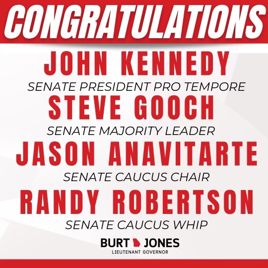 Congratulations to our new Senate Caucus leadership! Looking forward to working with them to continue making Georgia the best place to live, work and raise a family.