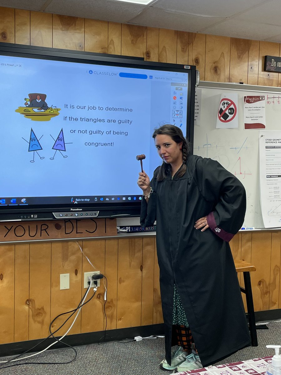 BrewerBunch212's tweet photo. Geometry Judge was in the court room today to rule whether or not triangles are congruent based off of evidence our Geometric prosecutors found! Proofs unit is killing it this year! #mathisgreat #judgebrewer @212_math https://t.co/liA49Ra3DQ