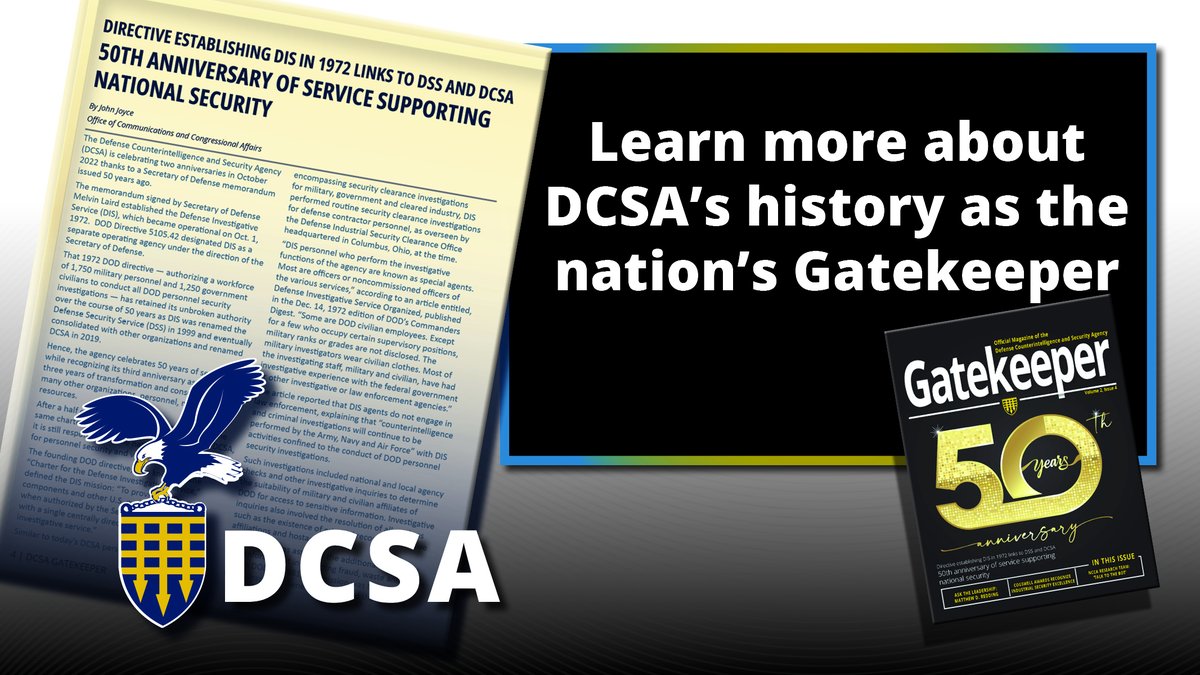 Defense Counterintelligence and Security Agency on Twitter "DCSA is
