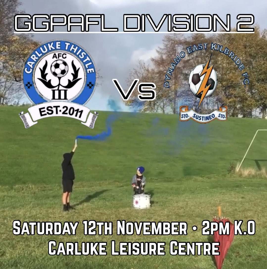 Carluke Thistle AFC (@carlukethistle1) on Twitter photo <a href="/scottish_aff/">AmateurFixturesResultsSCO</a> <a href="/ScotAmFA/">Scottish Amateur FA</a> <a href="/scotfootfixs/">Scottish Football Fixtures</a> <a href="/ProAmFootball/">Pro-Am Football News</a> <a href="/ftsc0res/">fulltimesc0res</a> <a href="/FitbaLeagues/">The Fitba Leagues</a>
π <a href="/GGPAFL/">Greater Glasgow Premier AFL</a> Division 2
π Sat 12th Nov
β½ v <a href="/dynamoek/">dynamoekfcest1969</a>
π Carluke Leisure Centre (4G)
β° 14:00 K.O
#MTT π΅π <a href="/scottish_aff/">AmateurFixturesResultsSCO</a> <a href="/ScotAmFA/">Scottish Amateur FA</a> <a href="/scotfootfixs/">Scottish Football Fixtures</a> <a href="/ProAmFootball/">Pro-Am Football News</a> <a href="/ftsc0res/">fulltimesc0res</a> <a href="/FitbaLeagues/">The Fitba Leagues</a>
π <a href="/GGPAFL/">Greater Glasgow Premier AFL</a> Division 2
π Sat 12th Nov
β½ v <a href="/dynamoek/">dynamoekfcest1969</a>
π Carluke Leisure Centre (4G)
β° 14:00 K.O
#MTT π΅π