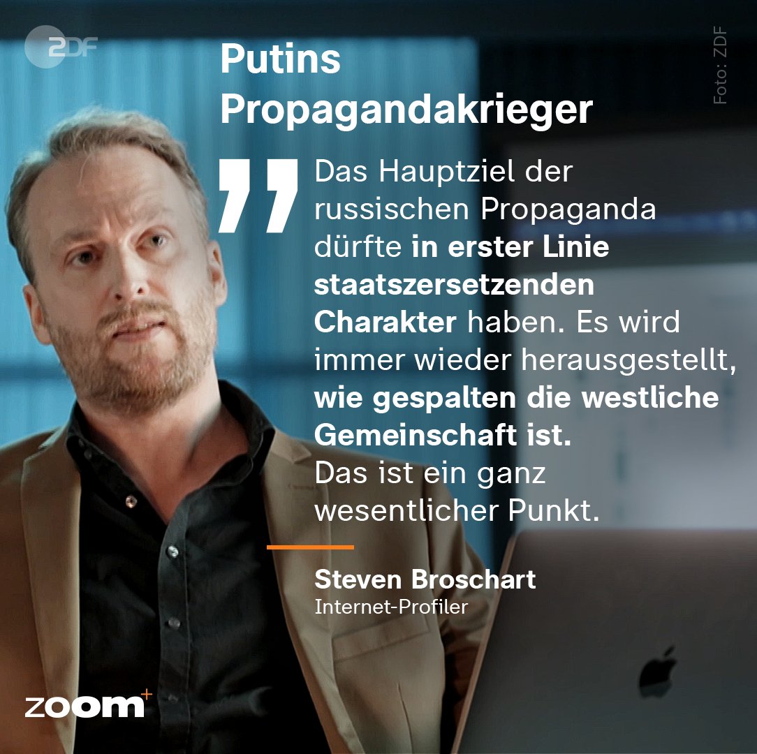 Der Krieg in der Ukraine wird nicht nur mit Waffen, sondern auch mit Worten geführt. Auch in Deutschland versuchen Propagandist*innen die öffentliche Meinung zu manipulieren. 

#ZDFzoom stößt auf ein Geflecht, das demokratische Strukturen diffamiert.
zdf.de/dokumentation/…