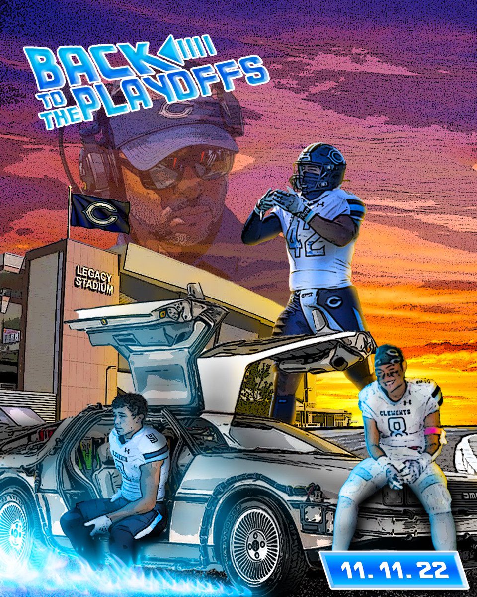 DarnellMicah's tweet photo. Back to the Future themed graphic for back to back playoffs for @CHighFB 🙌🏽 https://t.co/iOjV9vWkgf