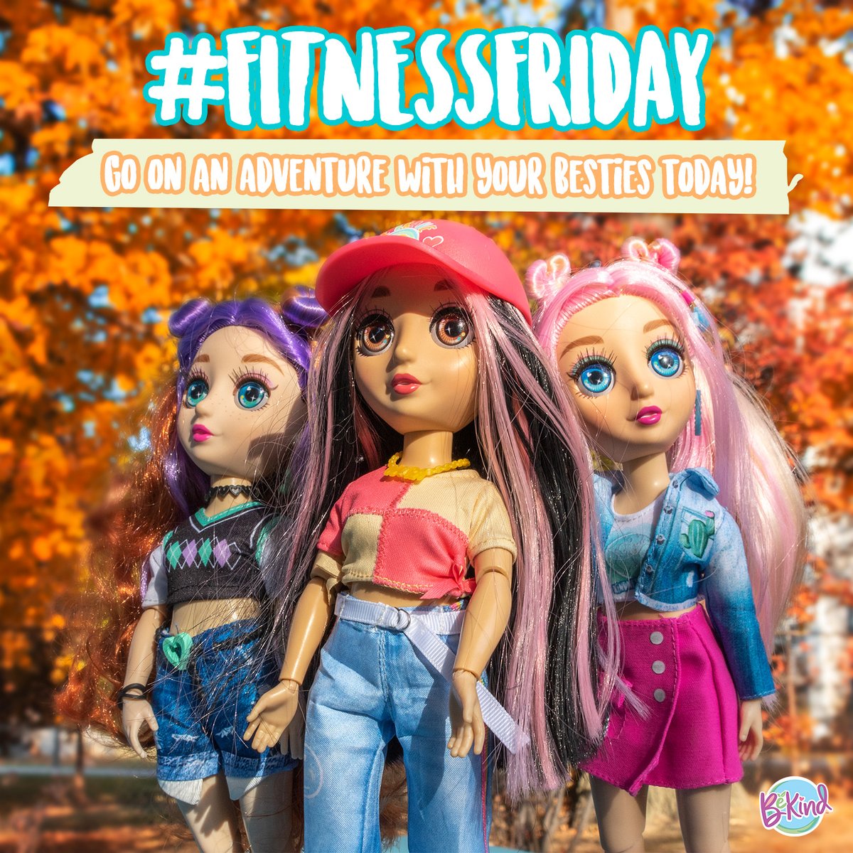 Grab your bestie and go on an adventure. It's #FitnessFriday and we love starting the weekend with a fun activity that gets you moving. 

#bekind #bekinddolls #ecofriendlytoys #outdoors