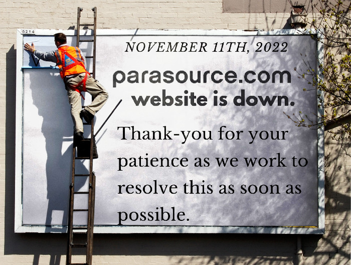parasourcecom's tweet photo. We are available to assist you by phone Monday-Friday at 800-263-2664 between the hours of 8am-4:30pm EST. 

We are sorry for any inconvenience. We anticipate that our website service will be restored very soon! https://t.co/fkICfbzb0Q