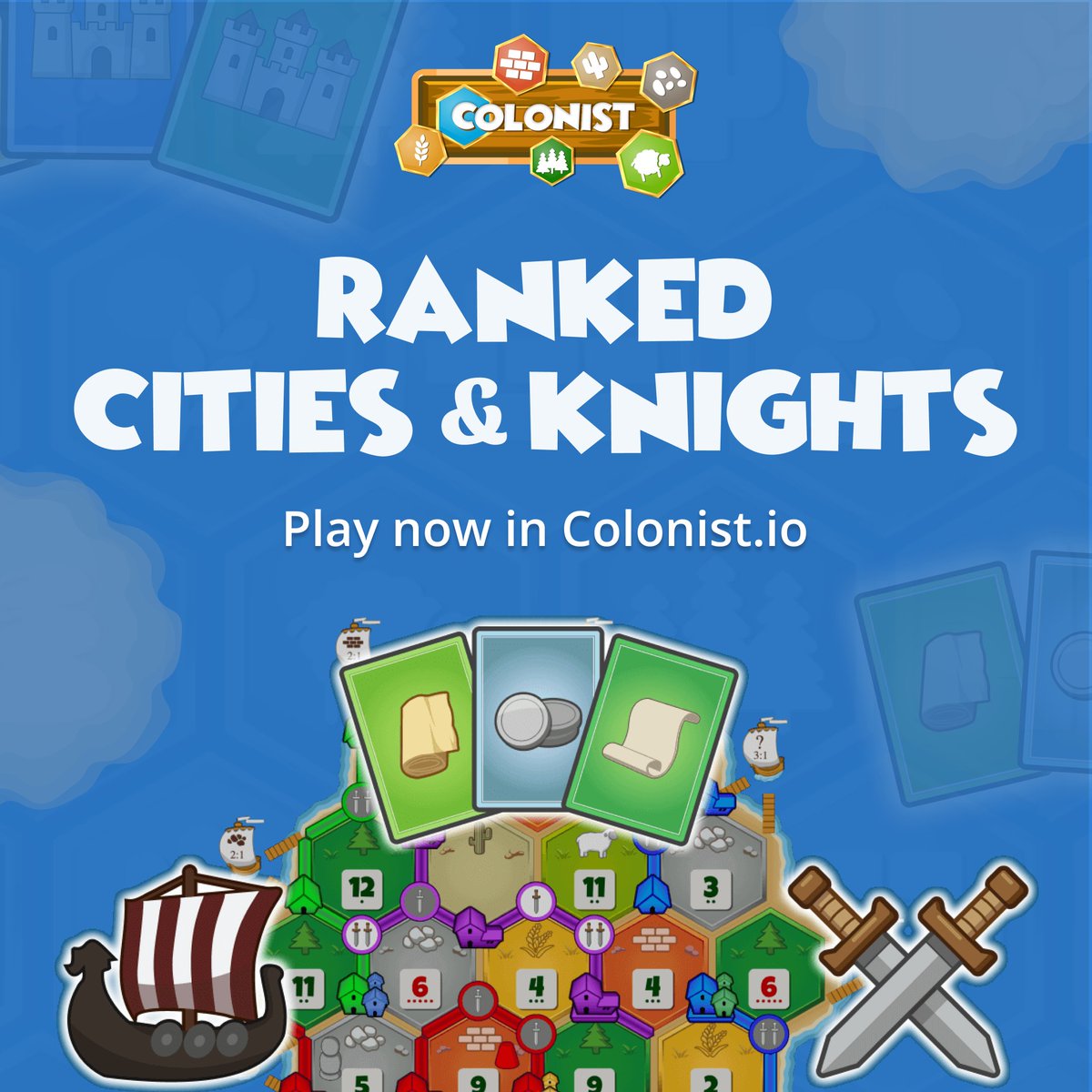 colonistio's tweet photo. Play Cities &amp; Knights in Ranked Season 3! #colonistio #boardgames #ranked https://t.co/9TC84ahevD
