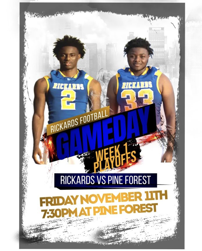 Rhsathletics1's tweet photo. 🅸🆃🆂 🅶🅰︎🅼🅴🅳🅰︎🆈. Week 1 of the playoffs we putting the city on our back!! 💙💛🏈 #family #onenationraidernation #ifitaintblueandgold #relentless #ourtime #roadtostate #footballtechnologymanagers https://t.co/OjVTwbA89u