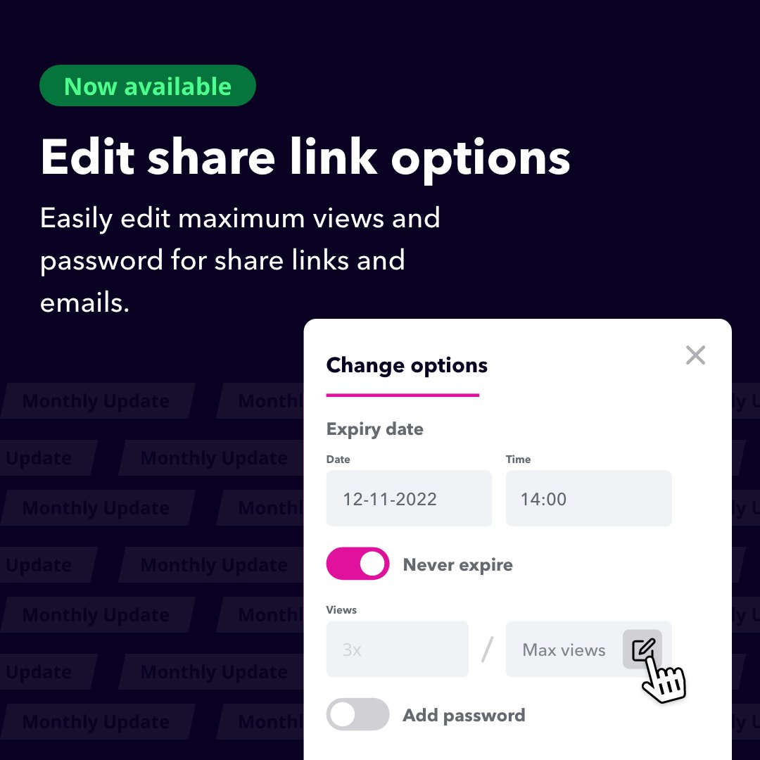Medialabnl's tweet photo. Feature update! 📣

On Singles’ Day, we’re excited to present to you not one single, but 4️⃣ new MediaLab features:

✨ Frame skipping
✨ Auto complete search
✨ Edit share links
✨ Link: Secure your links with a password

Read all about MediaLab’s full features on our website! https://t.co/QINjt87zta
