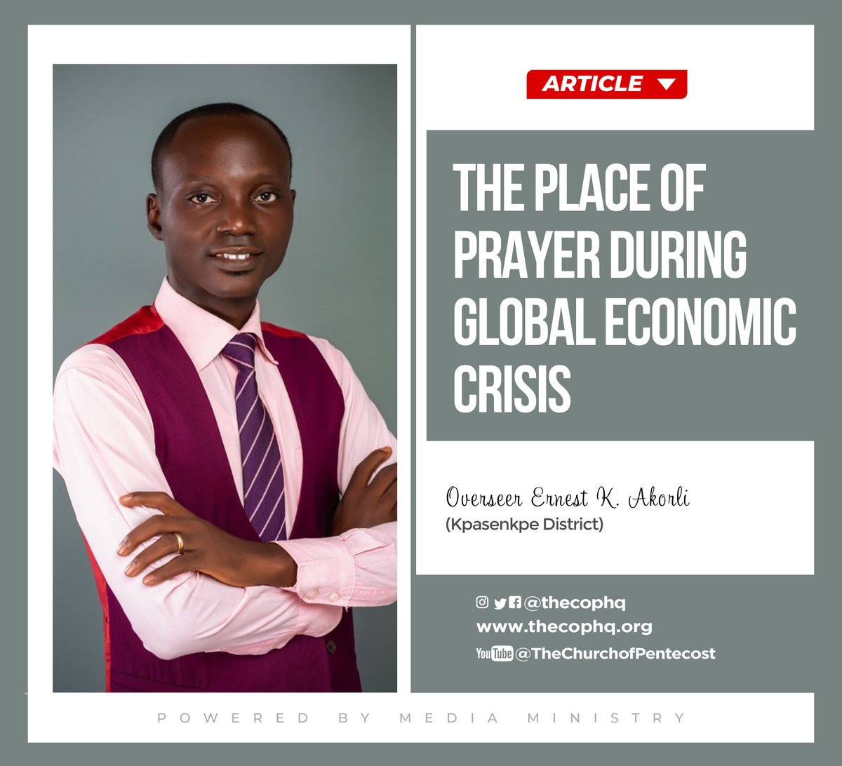 thecophq's tweet photo. 🗣 Overseer Ernest K. Akorli writes 👇

"While many people applaud the efforts and decisions of the Christian body, others see it as a wasted effort instead of going straight to the leadership of the nation and advising them on what to do." https://t.co/HkvwlQ8IGl