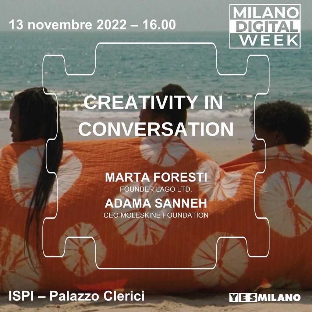 martaforesti's tweet photo. First LAGO outing! ✨
Join me and Adama Sanneh @moleskine Foundation for a conversation on creativity and the limits of development at #MilanDigitalWeek.
Sunday 13th November, h 16.00 at Palazzo Clerici, Milan.
#MDW2022
https://t.co/ccpeVJGUby https://t.co/KUJYwfLQ5n